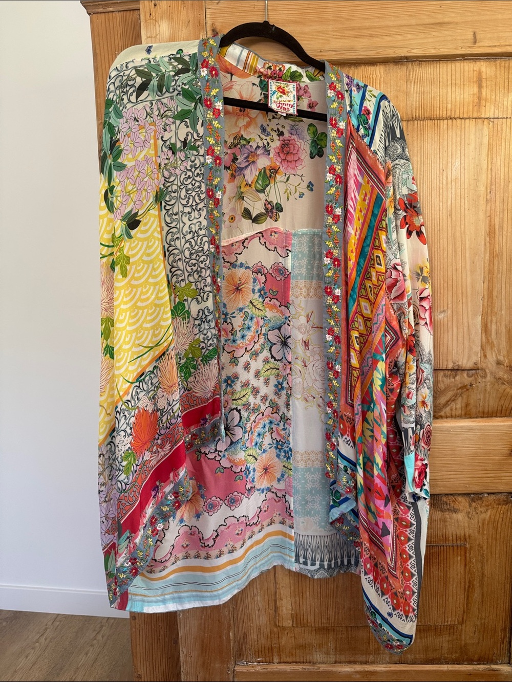 Johnny Was Multicolor Floral Patchwork Kimono Jacket - Picture 2 of 4